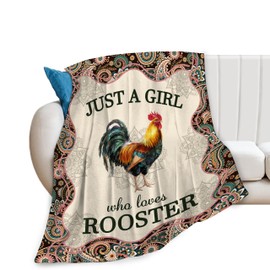 Chicken Rooster Blanket Just A Girl Who Loves Roosters Fleece Throw Blanket Super Soft Warm Cozy Fuzzy Plush Chicken Blanket Gifts for Girls Boys Kids Room Decor 40"X50"