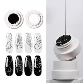SMAILXIIYUE 2 Colors Gel Paint For Nails Art Line, Spider Gel For Nails White Black Line Gel Polish Set For Home Salon DIY Gel Design Nail Art
