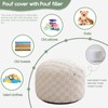 HIGOGOGO Round Stuffed Pouf Ottoman, Plaid Poufs with Foam Chunk