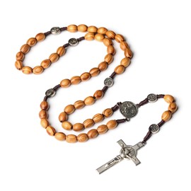 Fiohiros Catholic Rosary Bracelet, Religious Rosary Chain, Wooden Christian Faith Necklace for Meditation, Prayer and Spiritual Growth, Unisex