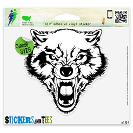 Wolf Styling Cool Scary Animal Black White Vinyl Car Bumper Window Sticker 2" x 2"