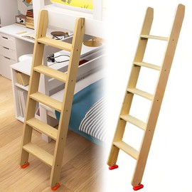 Wood Bunk Bed Ladder 50"/ 55"/ 60", Lofted/Dorm/RV Bed Bunkbed Ladders with 4 in Extra Deep Steps & Non-Slip Pads, Replacement Wooden Ladder for Motorhome/Camping - Load 660 lbs