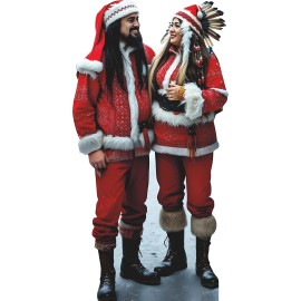 Wet Paint SP13177 Native American Mr Mrs Santa Claus Couple Christmas Cardboard Cutout Sta