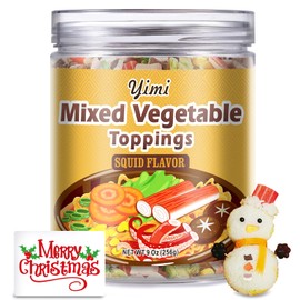 Yimi Dried Squid Mix Ramen Toppings, 7 Different Dehydrated Vegetables | Freeze Dried Squid | Shiitake Mushrooms | Imitation Crab, Ramen Toppers
