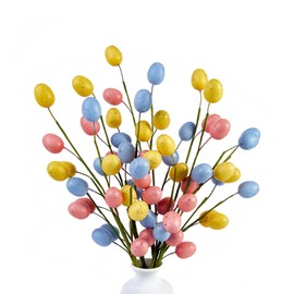 Easter Egg Picks Branches, 16Inch Artificial Easter Egg Berry Stems Decorations, Multicolor 6 Pack