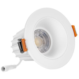 Maxxima 2 in. Ultra-Thin Recessed Anti-Glare LED Downlight - Canless IC Rated, 600 Lumens, 5 Color Temperature Selectable 2700K/3000K/3500K/4000K/5000K, Dimmable, Round White Trim, 90 CRI, J-Box Incl