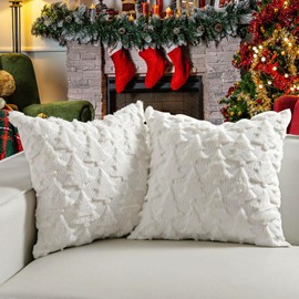 TOYPOPOR 45 cm x 45 cm, Set of 2 Christmas Cushion Covers, Wool Cushion Covers, Soft Plush, Short Wool Velvet, Decorative Cushion Covers, Luxurious Sofa Cushion, European Cushion Cover for Sofa,