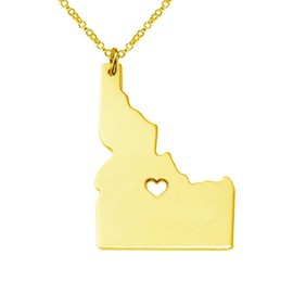 Meiligo 18K Gold Silver Country Map Charm Pendant Idaho State Map Necklace Jewelry (Gold)
