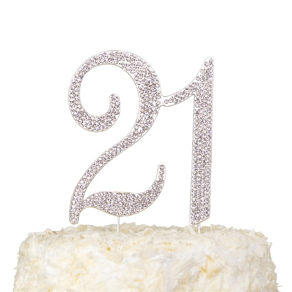 LOVENJOY 21 cumpleaños o Boda Aniversario decoración, Plateado, 3.7 X 4.5