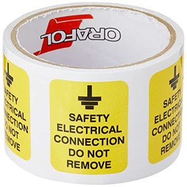 Caledonia Signs 59816 Safety Electrical Connection Do Not Remove Label, 40 mm x 50 mm (Pack of 100)