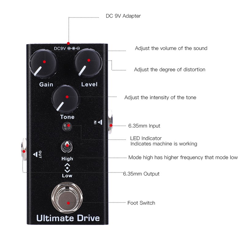 Ultimate Drive Electric Guitar Effect Pedal Mini Single True Bypass