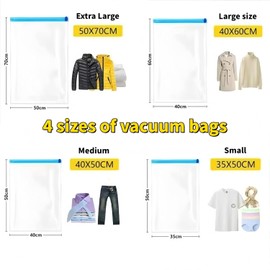 Bolsas Vacio Ropa Enrollada a Mano,12 PCS Bolsas de Compresión para Viaje,Bolsa de Almacenamiento al vacío Ahorradoras de Espacio,4 Tamaños(70x50cm/60x40cm/50x40/50x35cm) No Requiere Bomba