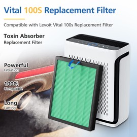 Vital 100S Toxin Absorber Replacement Filter Compatible with LEVOIT Vital 100S Air Puri-fier, 3-in-1 True HEPA, High-Efficiency Activated Carbon Filter, Vital 100S-RF-TX, Green