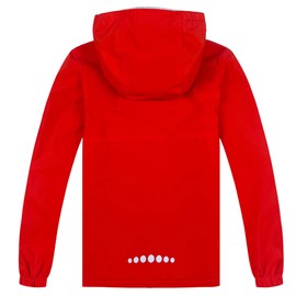 KFRRZC Boys Rain Jackets Waterproof Hooded fleece Raincoats Lightweight Windbreakers for Kids(Red,6-7)