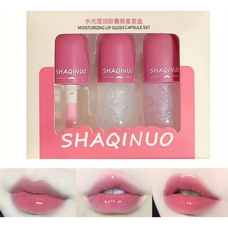 Set De 3 Labiales Glosswater Bálsamo Hidratación Duradera