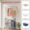 Tajsoon Laundry Sorter with Hanging Bar, 3 Section Rolling Laundry