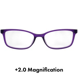 Birdz Eyewear BPA Free Non Carcinogenic Readers Purple Frame with Clear Lens 2.0 Magnification