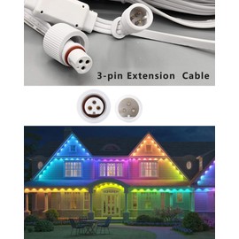 13FT Permanent Outdoor Lights Extension Cable 3Pin and Y-Shaped Waterproof Permanent Outdoor Lights Extension Cord