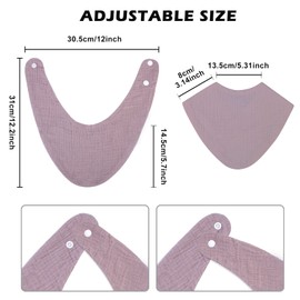 Pack of 12 Baby Bibs - Triangular Scarf Baby, Absorbent Muslin Neckerchief Baby, Baby Triangular Scarf Bib with Adjustable Press Stud, Drool Bib for Newborn Baby Toddler Boy Girl, colour