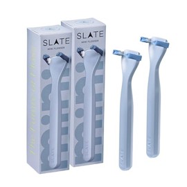 SLATE Mini hilo dental Slate - Palillo de hilo dental reutilizable con cepillo para encías y raspador de lengua, inventado por dentistas, libre de PFAS/PTFE, listo para viajar (paquete de 2) - Nanohid