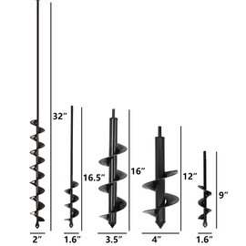 5 Set Auger Drill Bit for Planting,Heavy Duty Garden Auger Spiral Drill Bit Bulb Planter Tool for Planting Bedding Plants,Universal for Cordless Drill(1.6"x9",1.6"x16.5",3.5"x16",4"x12",2"x32")