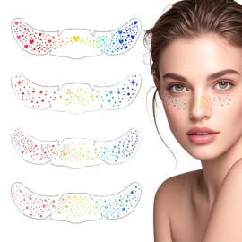 4 Stück Glitzer Sommersprossen,Face Glitter Freckles Tattoo Gold Tattoos Damen Glitzerndes Gesicht Fake Sparkle Freckle Patches Gesichtstattoo Aufkleber Wasserfest Makeup Stickers,für Frauen (Laser)