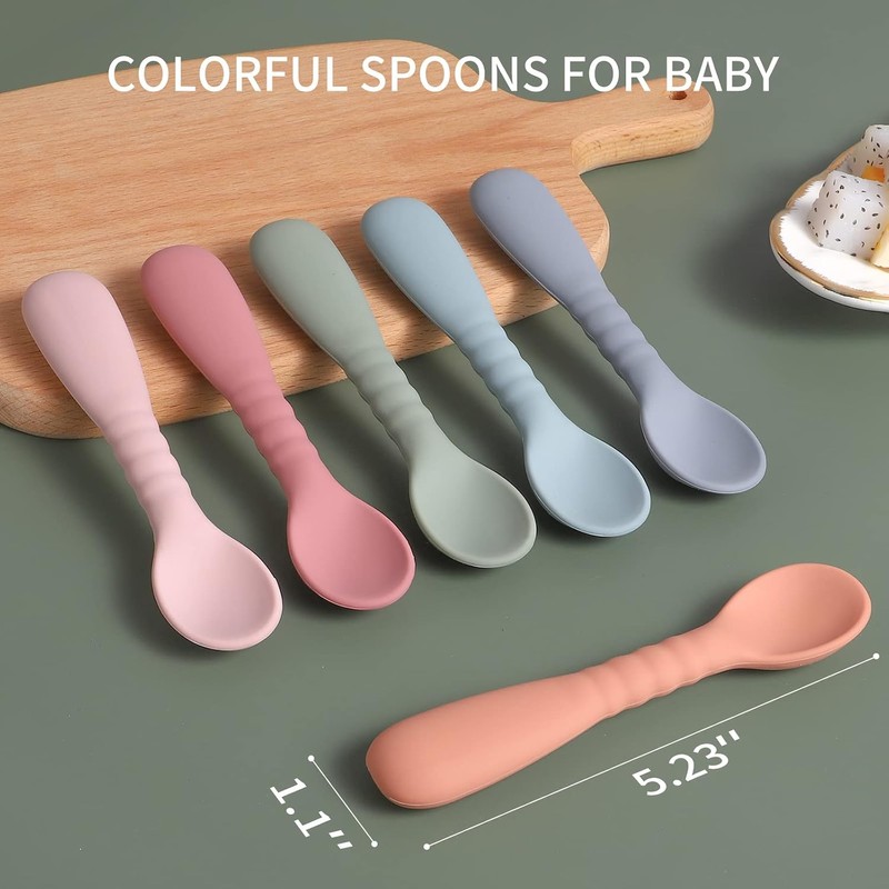 ME.FAN - Cucharas de alimentación de silicona para bebé, paquete