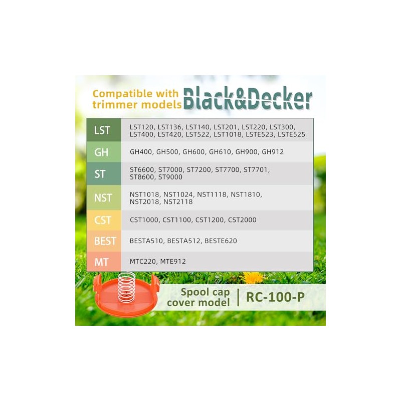 16 Pack Replacement String Spool for Black+Decker Trimmers