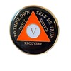 5 Years AA Locket Orange Black Tri-Plate Sobriety Chip Serenity