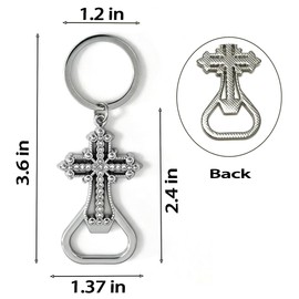 12 Pcs Portable Beer Bottle Opener Keychain, Cross Keychains With Beer Bottle Openers, Perfect As Gifts For Christian Baptisms, Communion, Or Parties