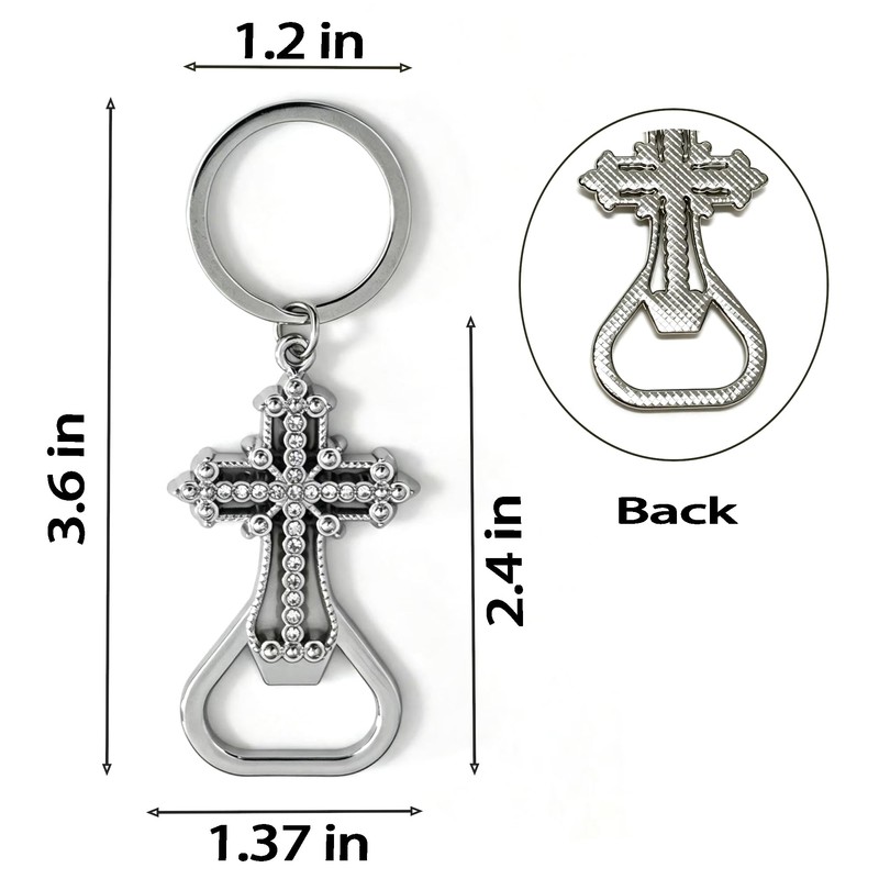 12 Pcs Portable Beer Bottle Opener Keychain, Cross Keychains With