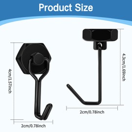 Simpolor Magnetic Hooks, 4 Pack 30 lb Swivel Swing Neodymium Magnetic Hook, Strong Magnet Hooks for Cruise, Camping, Kitchen (Black)