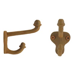 Set of 5 Rustic Gold Cast Iron Double-Prong Wall Hooks – Heavy-Duty Decorative Hangers for Coats, Hats, Towels, and Bags – Vintage Farmhouse Style with Screws and Anchors for Easy Installation