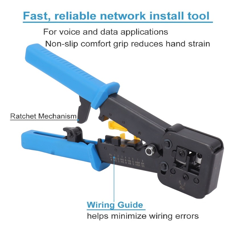 Ethernet Crimping Tool Kit RJ45 RJ12 RJ11 Connector Handheld Crimper