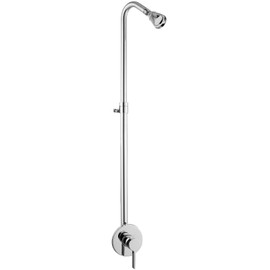Aolemi Outdoor Shower Kit Fixtures System Faucet Single Handle with High Pressure Showerhead Exposed Shower Height Adjustable Shower Pipe,Polish Chrome