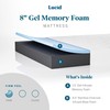 LUCID 8 Inch Twin Firm Gel Memory Foam Bamboo Charcoal
