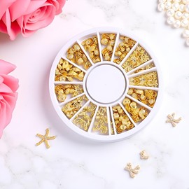 200 Pcs Gold Mini Nail Art Bolt Stickers Glitter Metal Charm Nail Accessories Fashionable DIY Nail Beauty Decoration Sea Series Beauty Misc Useful and Attractive, Nail Art Rhinestones