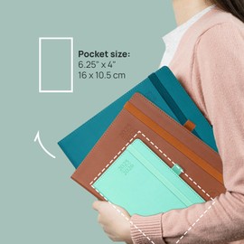 POPRUN 2025-2026 A6 Academic Pocket Diary Week to View Small PU Leather Cover (16x10.5 cm) 17 Months Diary (Aug'25 - Dec'26), 25/26 Mid Year Weekly Planner (Night Sky Blue)