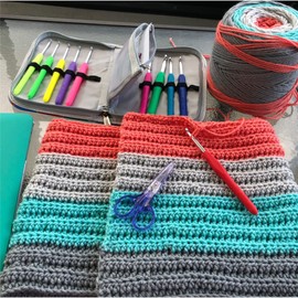 Athena's Elements Premium Crochet Hooks KIT with Ergonomic Handles for Extreme Comfort - Accurate USA Standard Sizing - Perfect Hook & Case Set with Removable Pocket & Complete Knitting Accessories