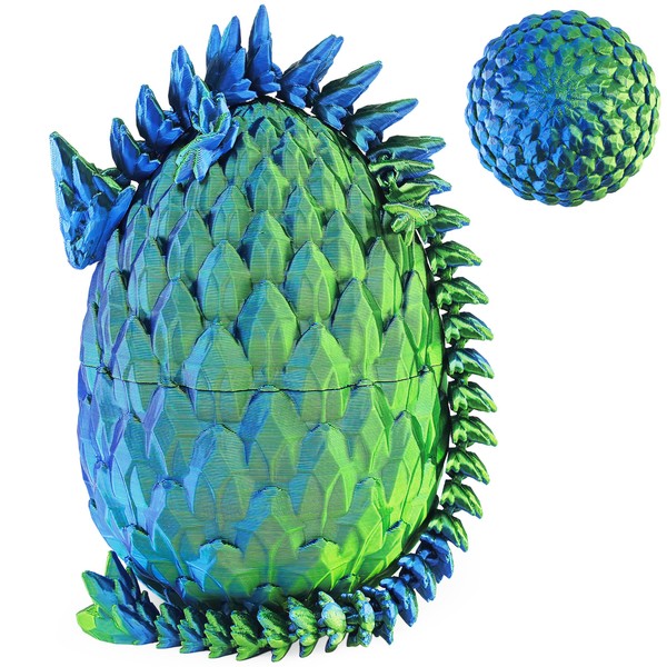 VABAO 3D Printed Green Dragon with Crystal Egg Articulated Fidget
