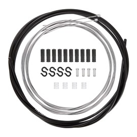 HOLEMZ Universal Bicycle Shift Cable Steel Shift Cable Set Hose Front Back with Outer Shell Buckle Clip End Caps O Rings End Sleeves for Mountain Bike Road Bike Repair Black