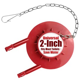 2-Inch Universal Toilet Flapper Replacement Kit - Fits Kohler, Toto, American Standard - High Performance Water-Saving Toilet Tank Flapper with Stainless Chain & Hook, Easy to Install (Red)