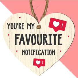 Funny “You’re My Favourite Notification” Heart-Shaped MDF Wall Plaque – Quirky Romantic Gift for Social Media Lovers – Humorous Valentine’s Day, Wedding, or Anniversary Wall Decor