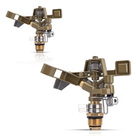 Brass Impact Sprinkler Head, Impact Lawn Sprinkler 1/2 Inch Impact Sprinklers with Nozzles Adjustable 360 Degrees Watering Sprinkler for Yard Large Patio Garden Irrigation (2 PCS)