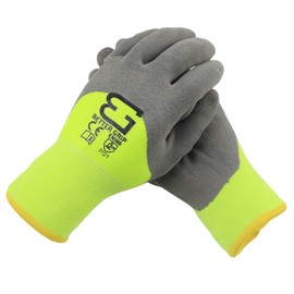 Better Grip BGWANS3/4 Safety Winter Insulated Double Lining Rubber Latex 3/4 Coated Work Gloves, 3 Pairs/Pack (Medium, Lime)