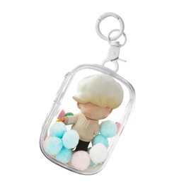 LOYELEY Plush Toy Pouch, Ita-bag, Compatible with 3.9-inch (10 cm) Plush Toys, Full Transparent PVC Case, Waterproof, Dustproof, Zipper-Type, Keychain Included, Pom Pom Ball Included, Storage Pouch