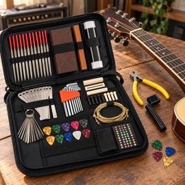 72-Piece Guitar Repair Tool Kit – Guitar Maintenance and Setup Luthier Tool Set for Acoustic, Electric, Bass, Ukulele and Banjo with Zipper Case