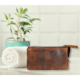 ALASKA EXPORTS Travel Toiletry Bag - Waterproof, Spacious Organizer for Men & Women - Ideal for Travel, Gym, and Home Use 6 inch, Brown, Versatile