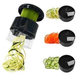 Vegetable Spiralizer 3 in 1 Spiralizer for Veggie Noodles Adjustable Zucchini Spiralizer Noodle Maker Vegetable Chopper for Cucumber, Zucchini, Carrot- Black
