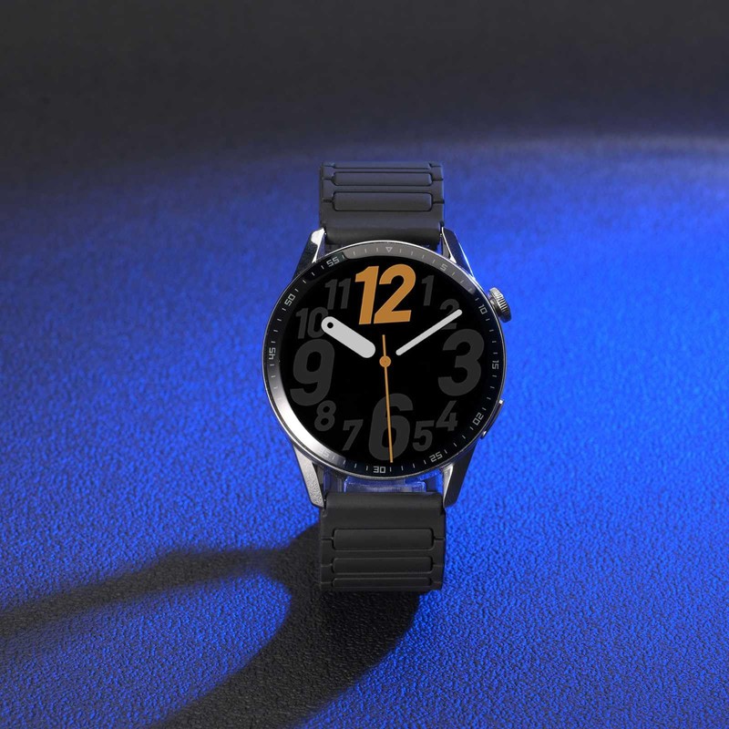 WOCCI 22mm Magnetic Silicone Watch Band, Tactile Ridged Texture, Quick